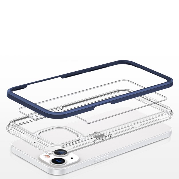 Clear 3in1 case for iPhone 13 mini gel cover with frame blue 10
