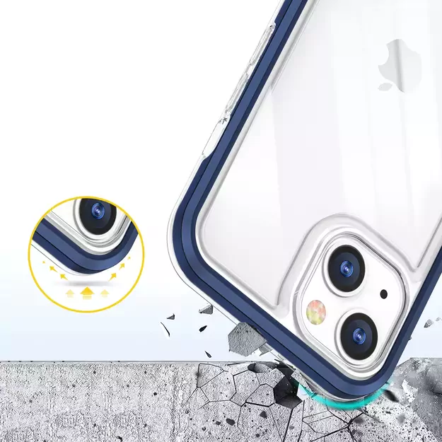 Clear 3in1 case for iPhone 13 mini gel cover with frame blue 5