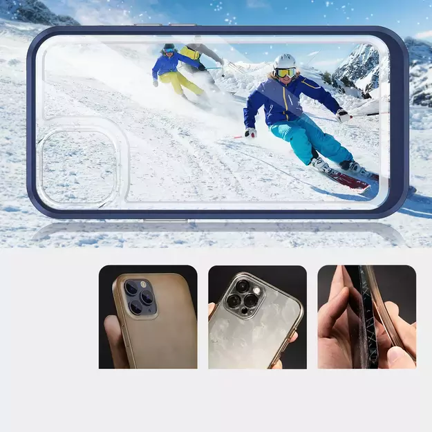 Clear 3in1 case for iPhone 13 mini gel cover with frame blue 2