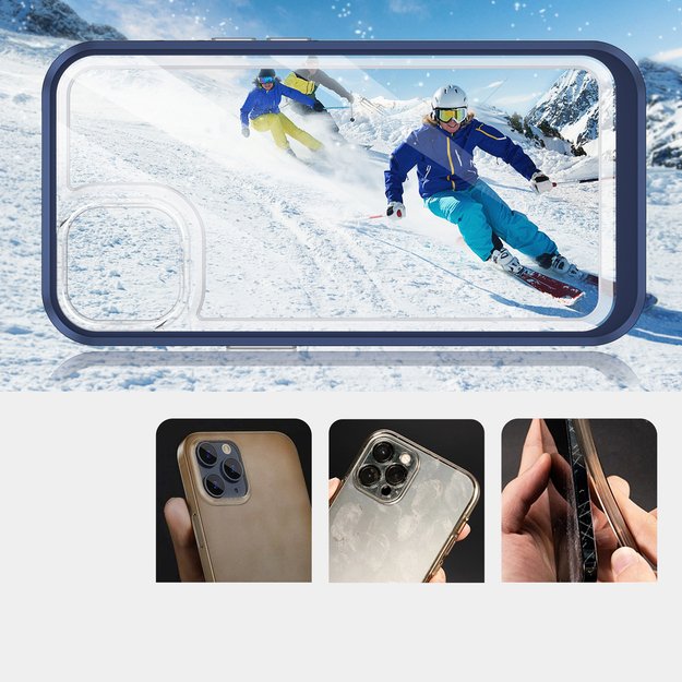 Clear 3in1 case for iPhone 13 mini gel cover with frame blue 8