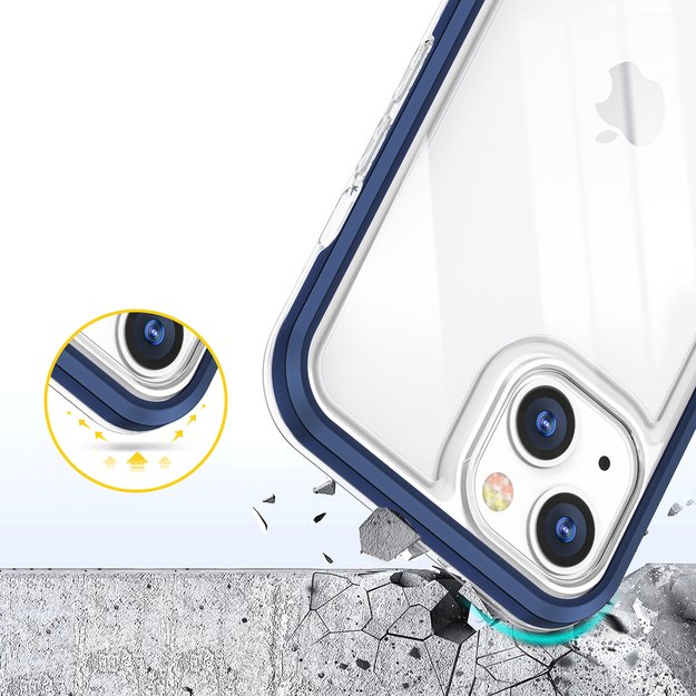 Clear 3in1 case for iPhone 13 mini gel cover with frame blue 11