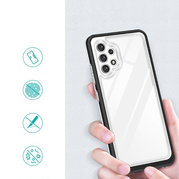 Clear 3in1 Case for Samsung Galaxy A72 4G Frame Gel Cover Black 6