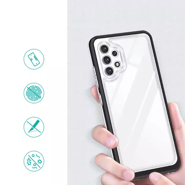 Clear 3in1 Case for Samsung Galaxy A72 4G Frame Gel Cover Black 1