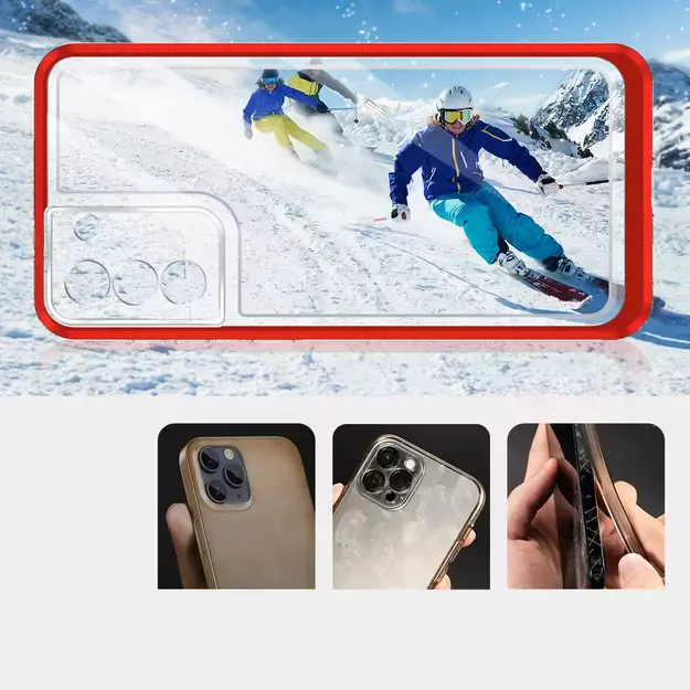 Clear 3in1 case for Samsung Galaxy S22 + (S22 Plus) frame gel cover red 2