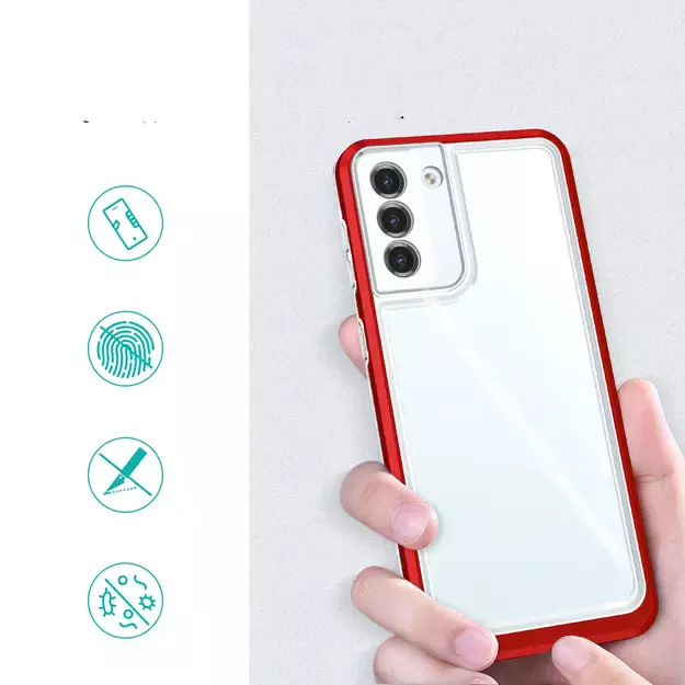 Clear 3in1 case for Samsung Galaxy S22 + (S22 Plus) frame gel cover red 1