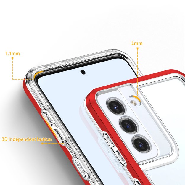 Clear 3in1 case for Samsung Galaxy S22 + (S22 Plus) frame gel cover red 9