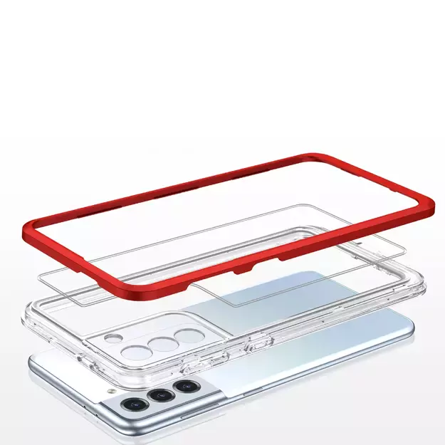 Clear 3in1 case for Samsung Galaxy S22 + (S22 Plus) frame gel cover red 4