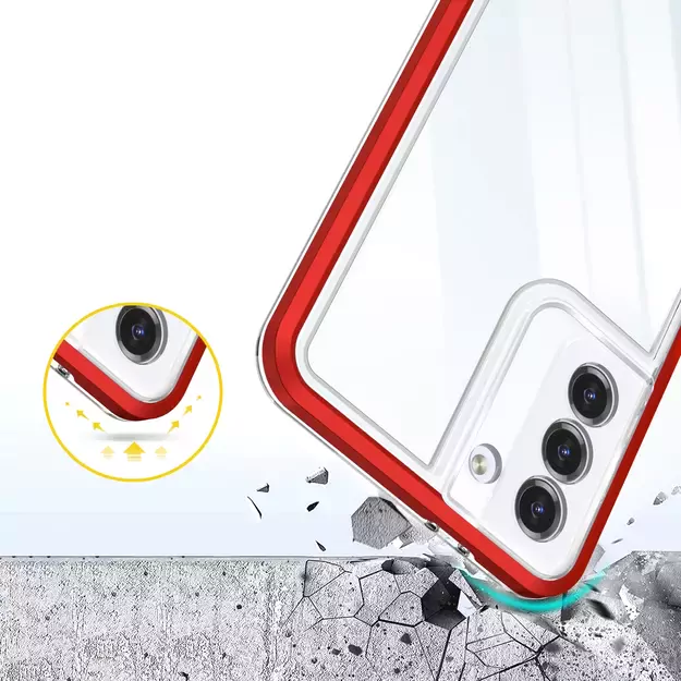Clear 3in1 case for Samsung Galaxy S22 + (S22 Plus) frame gel cover red 5