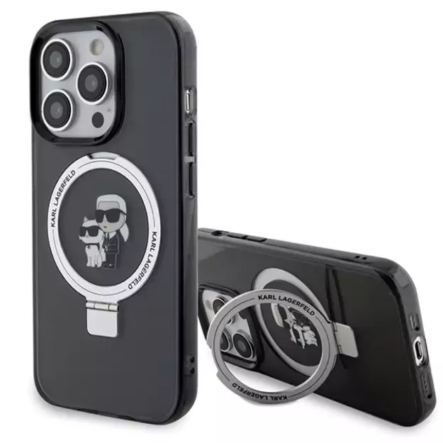 Karl Lagerfeld KLHMP13LHMRSKCK iPhone 13 Pro 6.1&quot  black/black hardcase Ring Stand Karl&amp Choupette MagSafe
