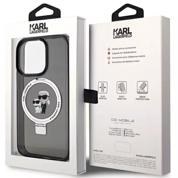Karl Lagerfeld KLHMP13LHMRSKCK iPhone 13 Pro 6.1&quot  black/black hardcase Ring Stand Karl&amp Choupette MagSafe 14
