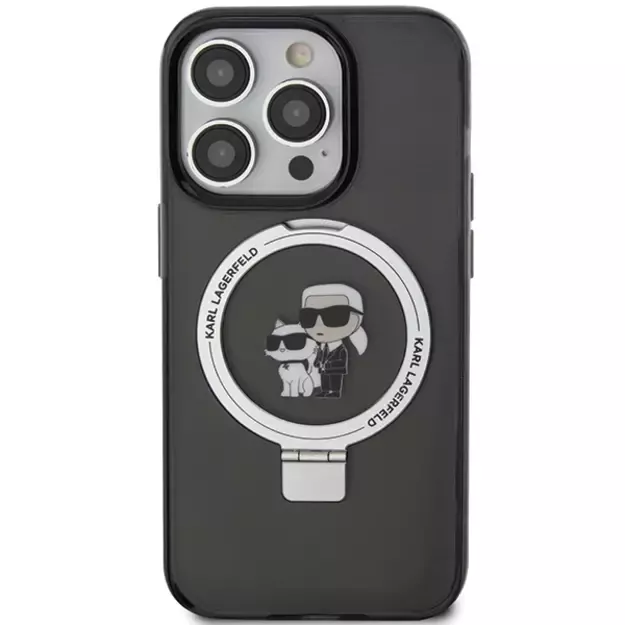 Karl Lagerfeld KLHMP13LHMRSKCK iPhone 13 Pro 6.1&quot  black/black hardcase Ring Stand Karl&amp Choupette MagSafe 9