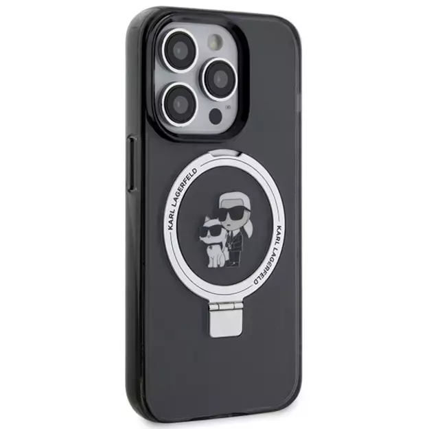 Karl Lagerfeld KLHMP13LHMRSKCK iPhone 13 Pro 6.1&quot  black/black hardcase Ring Stand Karl&amp Choupette MagSafe 10