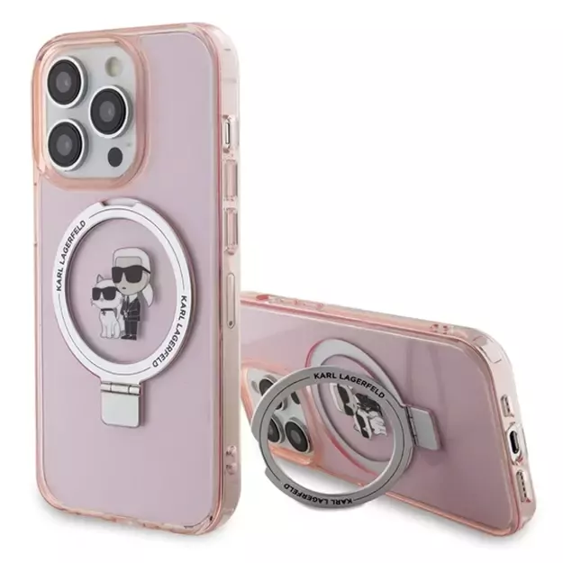 Karl Lagerfeld KLHMP15XHMRSKCP iPhone 15 Pro Max 6.7&quot  pink/pink hardcase Ring Stand Karl&amp Choupette MagSafe