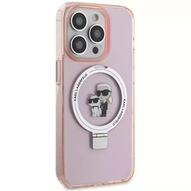 Karl Lagerfeld KLHMP15XHMRSKCP iPhone 15 Pro Max 6.7&quot  pink/pink hardcase Ring Stand Karl&amp Choupette MagSafe 3