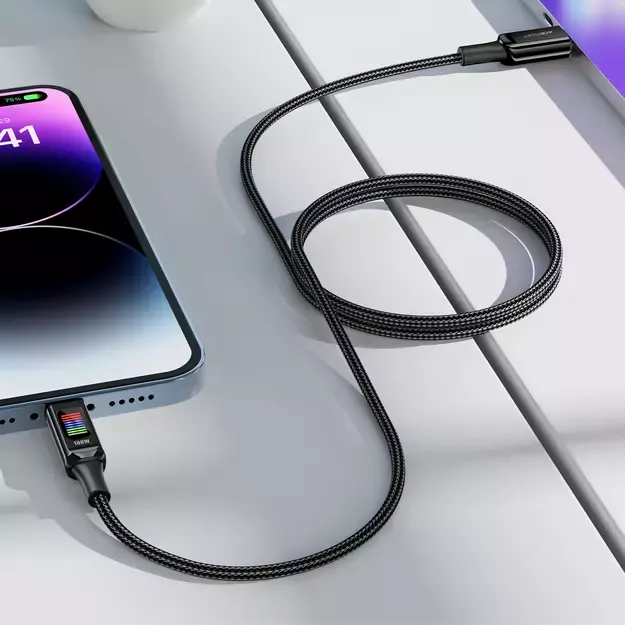 Acefast C7-03 USB-C USB-C 100W 1.2m cable with display - black 11