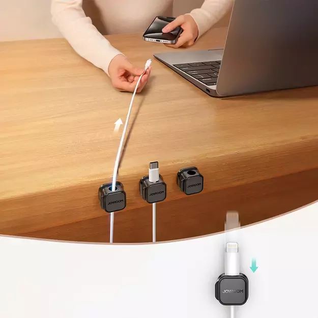Joyroom JR-ZS368 magnetic cable organizer - black (3 pcs.) 9