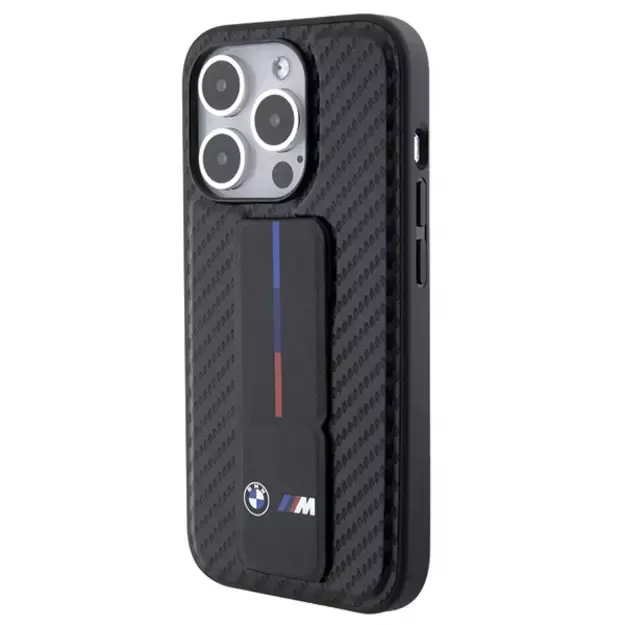 BMW Grip Stand Smooth & Carbon case for iPhone 15 Pro - black 2