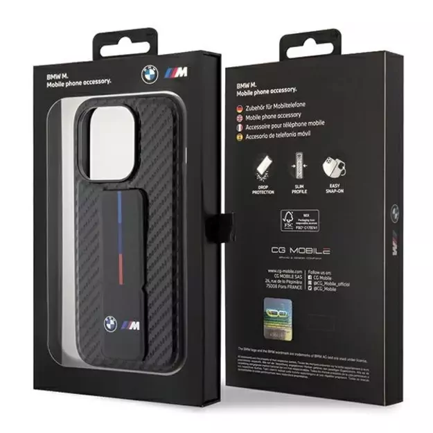 BMW Grip Stand Smooth & Carbon case for iPhone 15 Pro - black 8