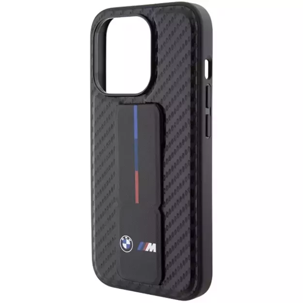 BMW Grip Stand Smooth & Carbon case for iPhone 15 Pro - black 6