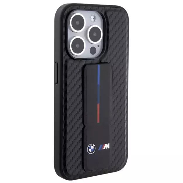 BMW Grip Stand Smooth & Carbon case for iPhone 15 Pro - black 4