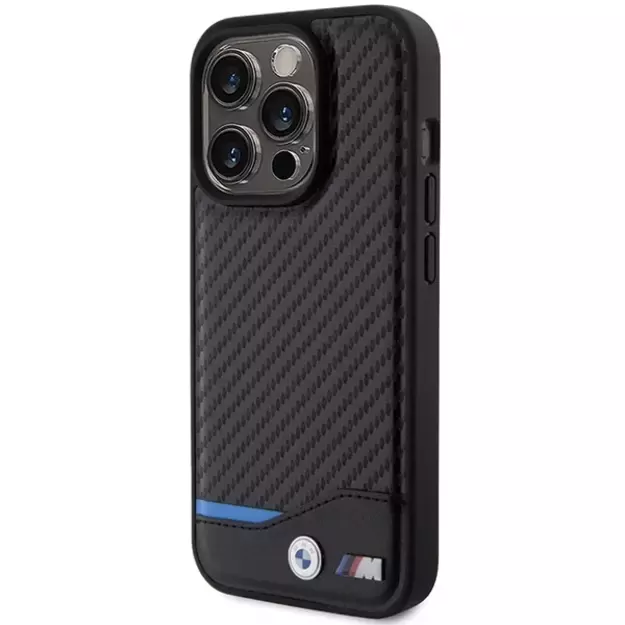 BMW Leather Carbon MagSafe iPhone 15 Pro Max Case - Black 8