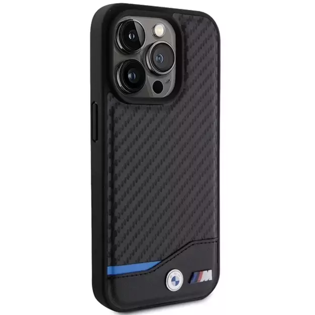 BMW Leather Carbon MagSafe iPhone 15 Pro Max Case - Black 10