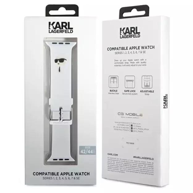 Karl Lagerfeld 3D Rubber Karl Head strap for Apple Watch 42/44/45/49mm - white 6