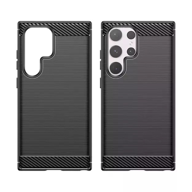 Carbon Case for Samsung Galaxy S24 Ultra Flexible Silicone Carbon Cover - Black 6