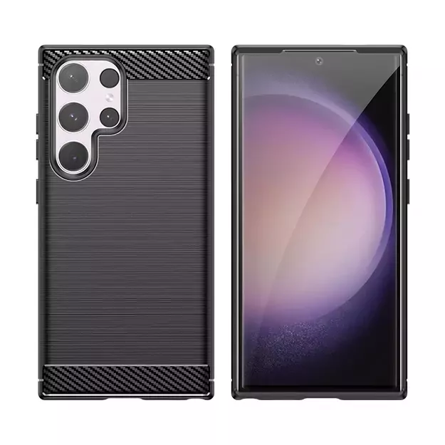 Carbon Case for Samsung Galaxy S24 Ultra Flexible Silicone Carbon Cover - Black 4