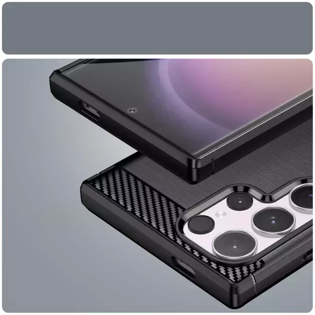 Carbon Case for Samsung Galaxy S24 Ultra Flexible Silicone Carbon Cover - Black 11