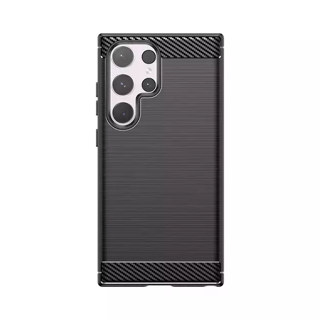 Carbon Case for Samsung Galaxy S24 Ultra Flexible Silicone Carbon Cover - Black 1