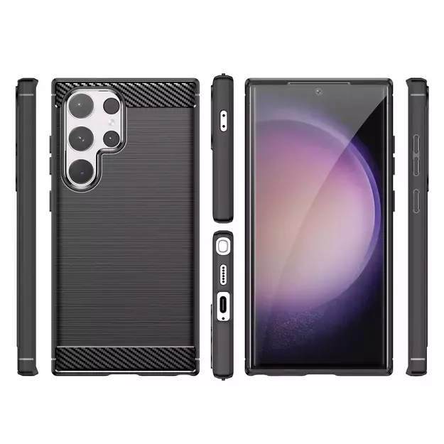 Carbon Case for Samsung Galaxy S24 Ultra Flexible Silicone Carbon Cover - Black 7