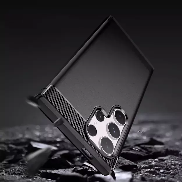 Carbon Case for Samsung Galaxy S24 Ultra Flexible Silicone Carbon Cover - Black 8