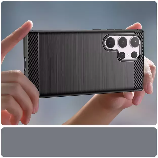 Carbon Case for Samsung Galaxy S24 Ultra Flexible Silicone Carbon Cover - Black 10
