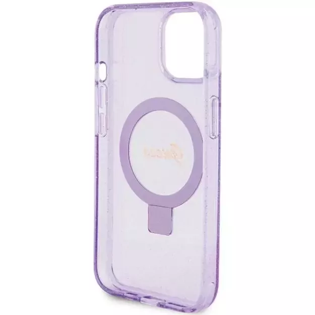 Guess Ring Stand Script Glitter MagSafe case for iPhone 15 Plus / 14 Plus - purple 6