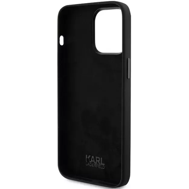 Karl Lagerfeld Silicone Choupette Metal Pin case for iPhone 15 Pro - black 6
