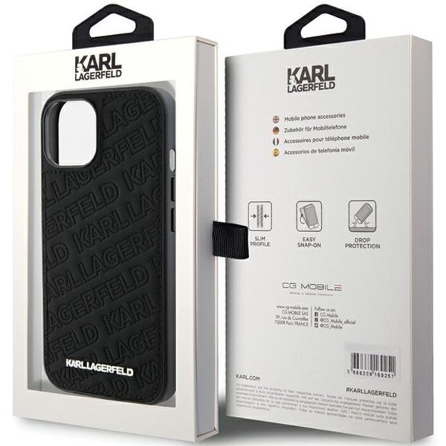 Karl Lagerfeld Quilted K Pattern case for iPhone 15 - black 14