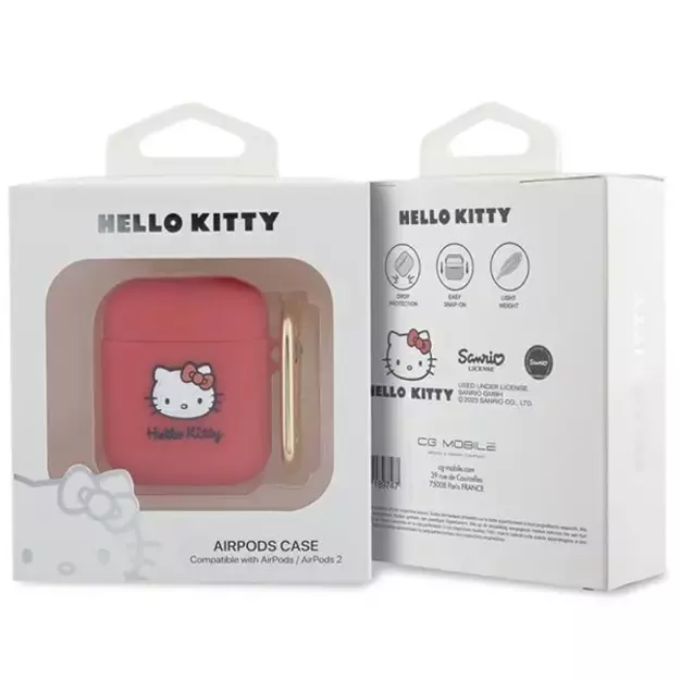 Hello Kitty Silicone 3D Kitty Head case for AirPods 1/2 - fuchsia 2