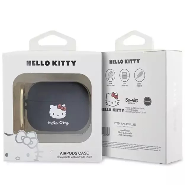 Hello Kitty Silicone 3D Kitty Head Case for AirPods Pro 2 (2022/2023) - Black 3