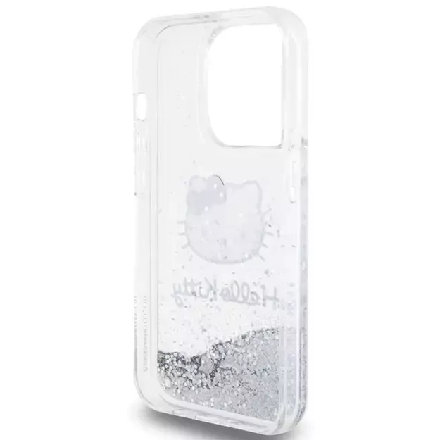 Hello Kitty Liquid Glitter Charms Kitty Head case for iPhone 15 Pro - silver 6