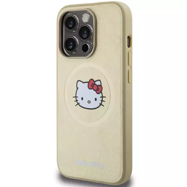 Hello Kitty Leather Kitty Head MagSafe case for iPhone 15 Pro - gold 1
