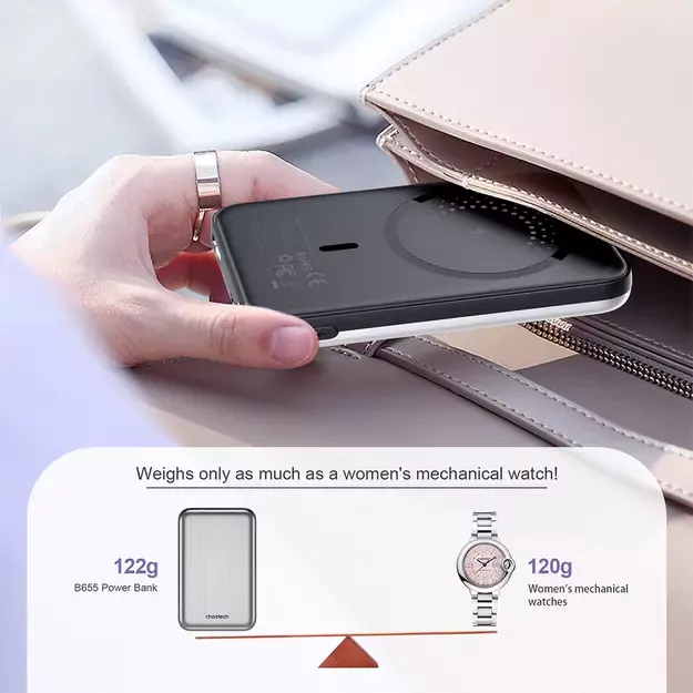 Choetech B655 mini wireless magnetic powerbank 5000mAh - silver 13