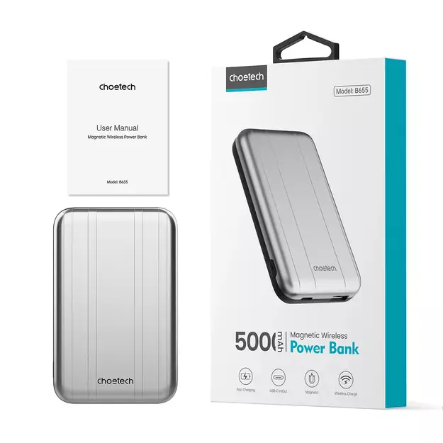 Choetech B655 mini wireless magnetic powerbank 5000mAh - silver 10