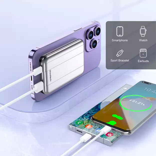 Choetech B655 mini wireless magnetic powerbank 5000mAh - silver 11