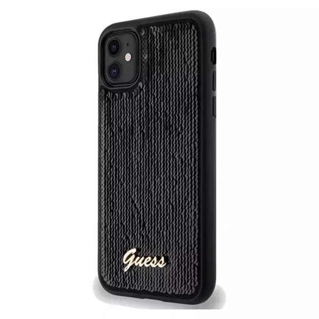 Guess Sequin Script Metal case for iPhone 11 / Xr - black 1