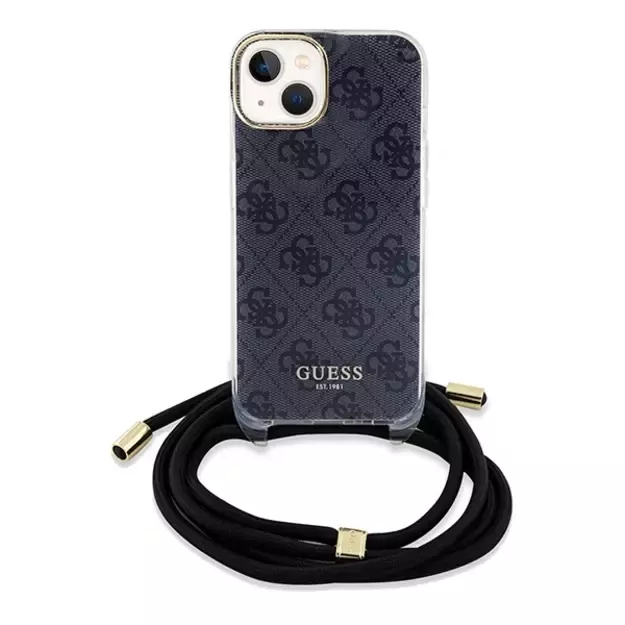 Guess Crossbody Cord 4G Print Case for iPhone 15/14/13 - Black 7