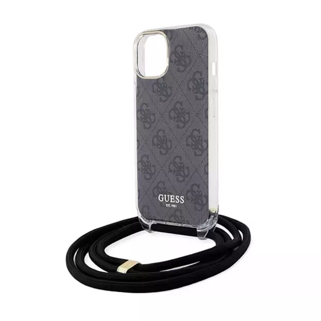 Guess Crossbody Cord 4G Print Case for iPhone 15/14/13 - Black 10