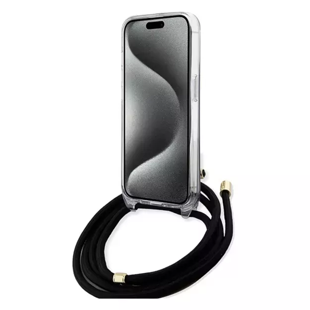 Guess Crossbody Cord 4G Print Case for iPhone 15/14/13 - Black 9