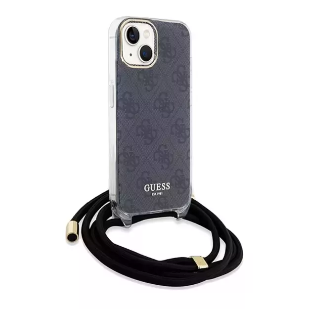 Guess Crossbody Cord 4G Print Case for iPhone 15/14/13 - Black 8