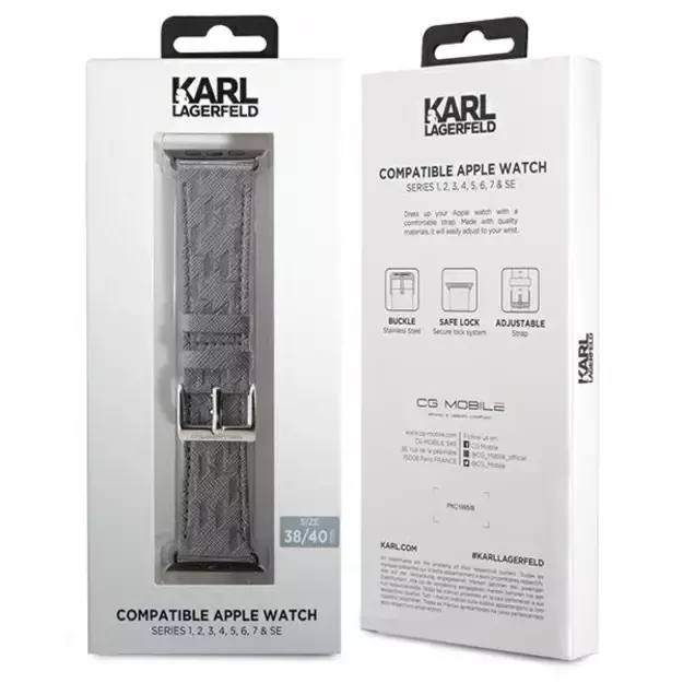 Karl Lagerfeld Saffiano Monogram strap for Apple Watch 38/40/41mm - silver 2